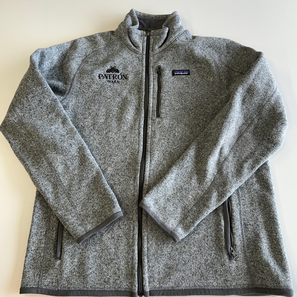 Patagonia Better Sweater Full Zip Jacket Mens Large Grey Patron Tequila Logo